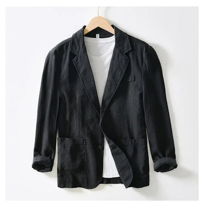 Pure Cotton Blazer Outdoor Men's Traveling Breathable, Non-stretch, Moisture-wicking, Sweat-absorbing, Fitted and Casual Blazer