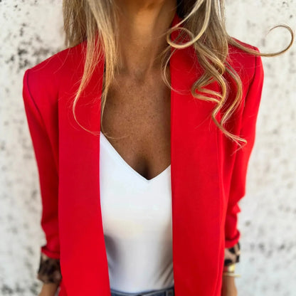 Fashionable Patchwork Color Leopard Print Lapel Small Suit Jacket Polyester Material Slim Fit Style Pure Offline Sales
