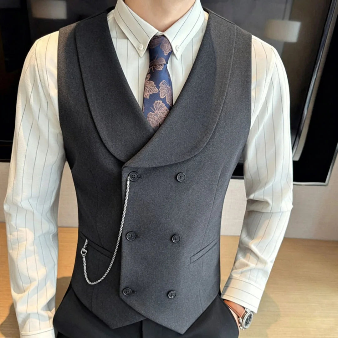 Men's Double Breasted Vest – Formal Lapel Waistcoat for Weddings & Events