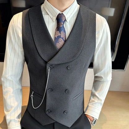Men's Double Breasted Vest – Formal Lapel Waistcoat for Weddings & Events