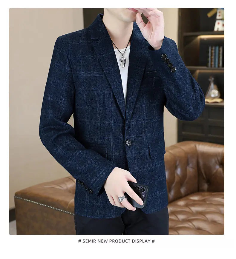 Blazer Men's Fashion Business Gentleman Groom Professional Gentleman Form-fitting Versatile Casual Formal Wear High-end Blazer