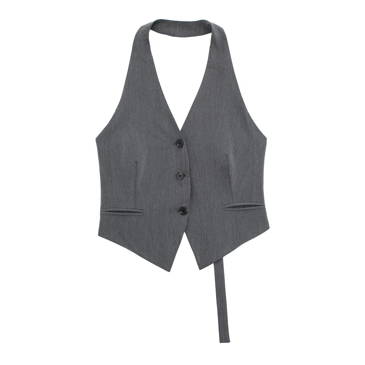 Halter Formal Vests Woman Off Shoulder Women's Suit Vest Backless Black White Short Vest Casual Cropped Sleeveless Vest