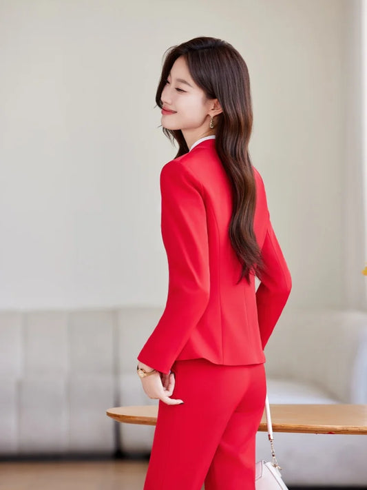 Professional Two-Piece Suit for Women, Jacket and Pants Suit, Fashionable and Elegant, Autumn and Winter, New, 2024