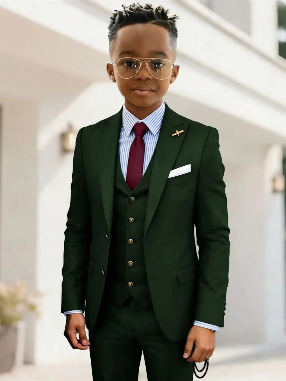 Formal Boys Suits 3 Pieces Wedding Ring Bearer Outfit Handsome Peak Lapel Homecoming Suit Set Fast Delivery Tuxedo 2-20T
