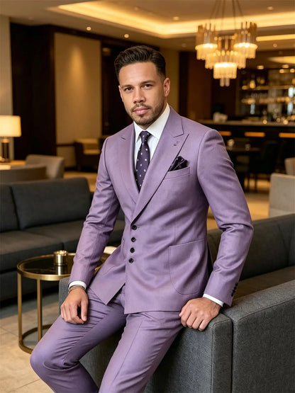 Slim Fit Men's Suits Single Breasted 2 Piece Jacket Pants Sets Wedding Formal Business Dinner Tuxedo High Quality Male Clothing