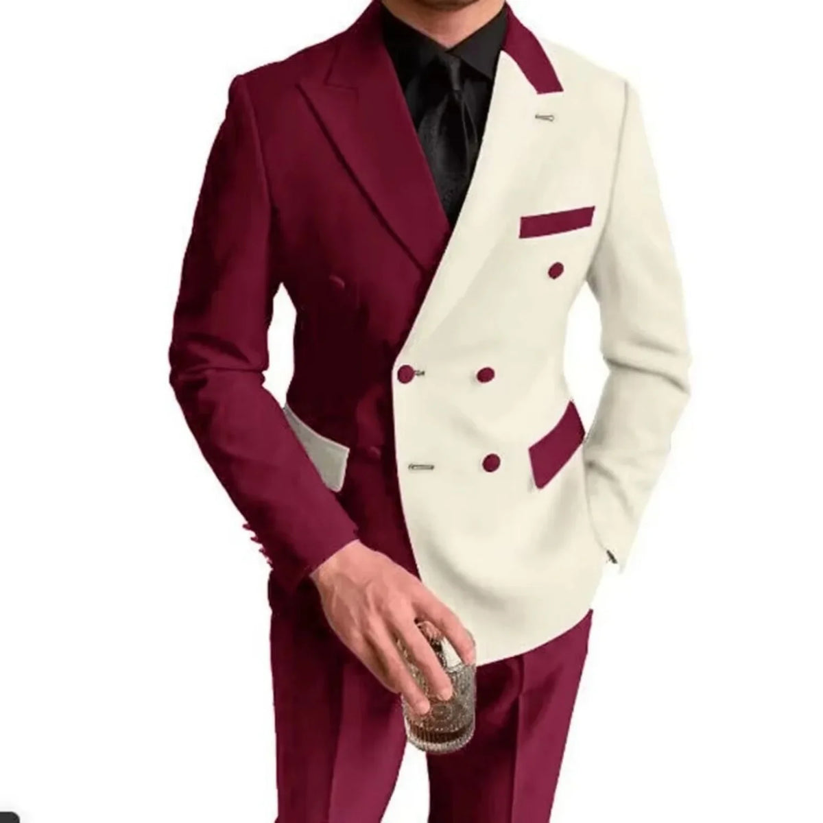 Costumes élégants de mariage/affaires, 2 pièces, coupe ajustée, blazer croisé, costumes de garçons d'honneur, tenues formelles pour hommes (veste + pantalon)