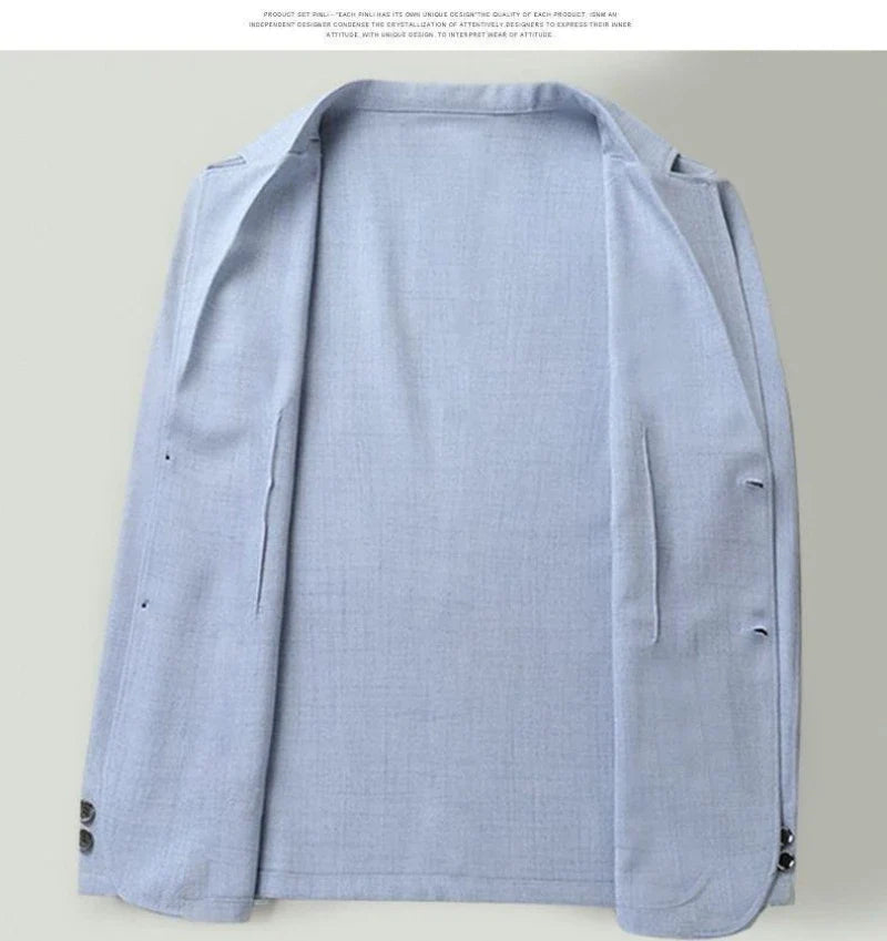 30% Linen Blazer - Men's Fashionally Fit Business Formal Wedding Gentleman English Style Breathable Versatile Casual Blazer