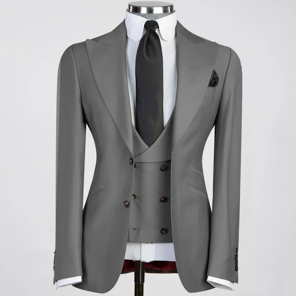 Men's 3 Piece Solid Tuxedo Jacket with Lapel And Pocket for Birthday Wedding Office Work Jacket