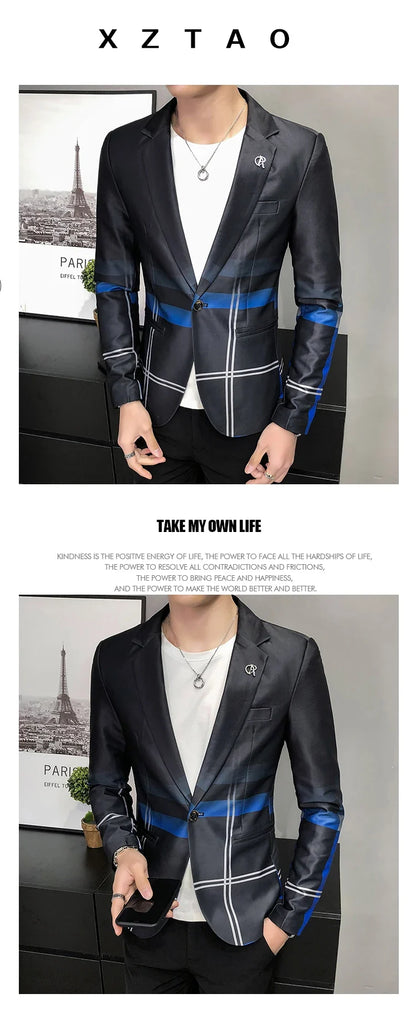 Men's Blazer Suit Jacket 2025 Spring New Fashion Korean Slim Suit Jacket Social Prom Dress Jacket Men's High Quality Clothing