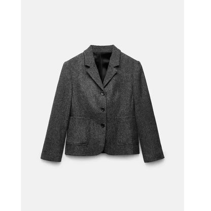 Women's Wool Blend Waist-Cinching Suit Jaet Autumn Winter New Sle Casual All-Match Long Sve Classic Collar  Color