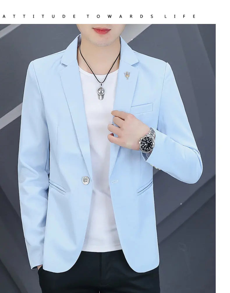Blazer Men's Fashion Outdoor Travel Gentleman Wedding Slimming Business Versatile Trendy Casual Korean-style Formal Wear Blazer