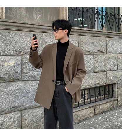 Blazers Men Casual Loose Suit Jackets Male Korean Leisure Daily Streetwear All-match Simple Suit-tops  blazer mascullino