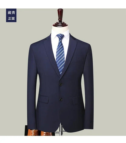 S-8XL Blazer New Men's Fashion Business Solid Color British Style Professional Work Groom Wedding Dress Best Man Blazer Jacket