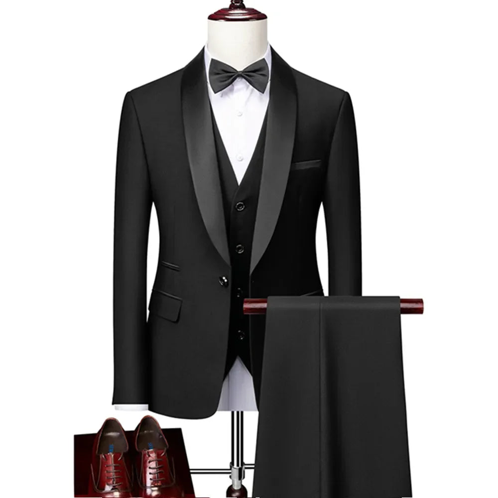 Ensemble costume homme 3 pièces : veste, gilet et pantalon / Affaires, marié, mariage, robe formelle, blazer, pantalon, gilet
