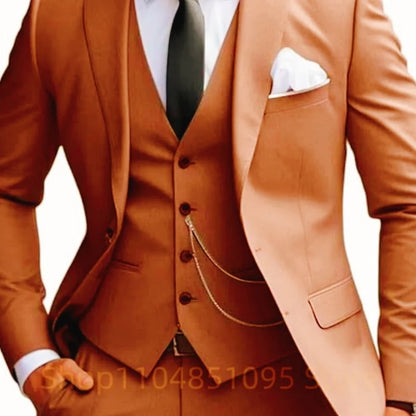 Elegant Mint Green 3 Piece Men's Suit Groom Tuxedos Business Suits Slim Fit Notch Lapel Blazer Vest Pants for Wedding Party Prom