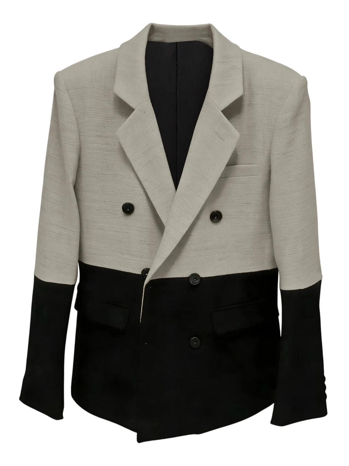 Men's Linen Color Block Blazer Double Breasted Notch Lapel Lightweight summer Sport Coat Fashion Jacket for Party & Streetwear