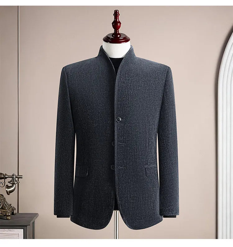 Men's Smart Casual Single Breasted Slim Fit Suit Set – Dark Gray & Black