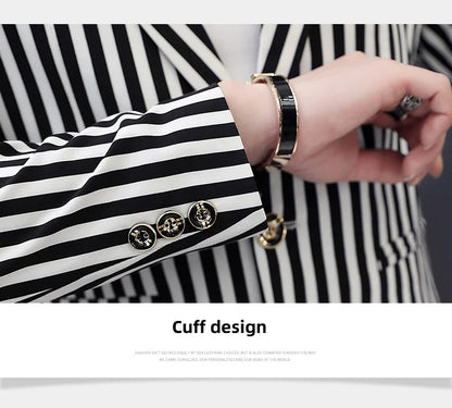 Men's Slim Fit Striped Casual Suit Jacket Korean Fashion Four Seasons New Boutique Handsome Small Suit