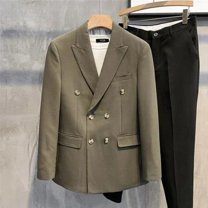 Men's Double Breasted Blazer Korean Style for Banquet and Business