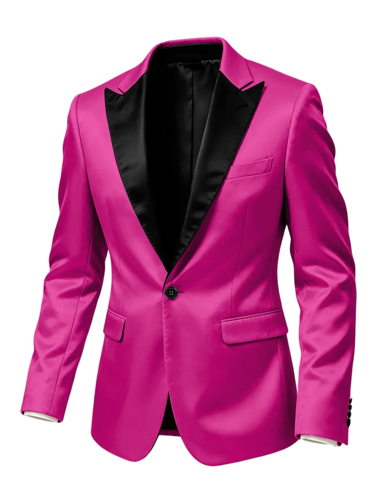Men'sn Satin Tuxedo Blazer Black Peak Lapel One Button Slim Fit Suit Jacket Formal Business Casual Suit For Wedding Party Prom