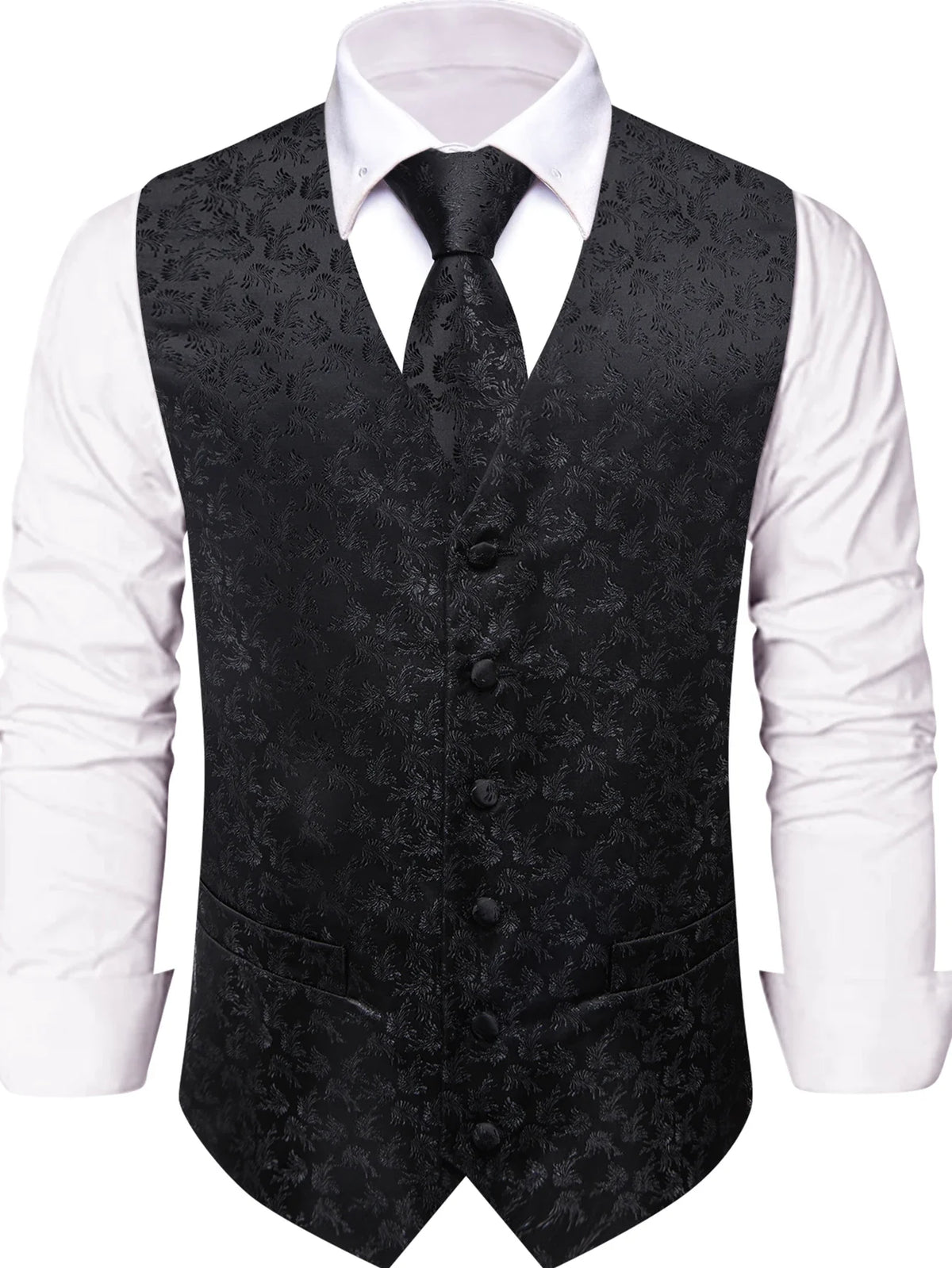 Men's Vest and Tie Set – Paisley Floral Waistcoat with Necktie for Weddings and Business Occasions