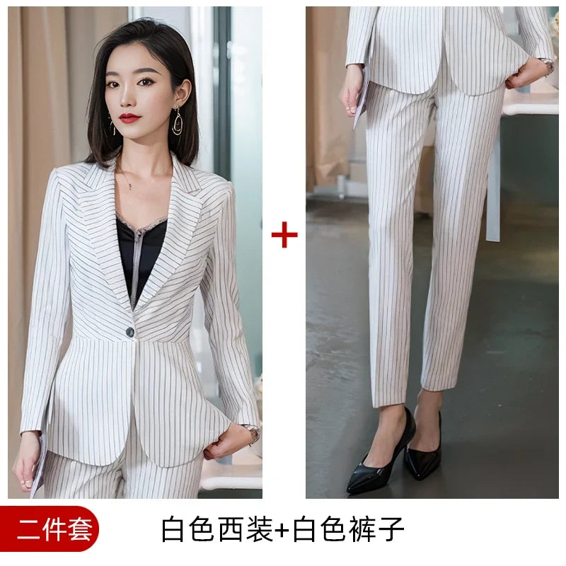 Striped Fashion Women's Suit Set, High Quality Two-Piece Pants + Suit Jacket. New spring/summer 2026
