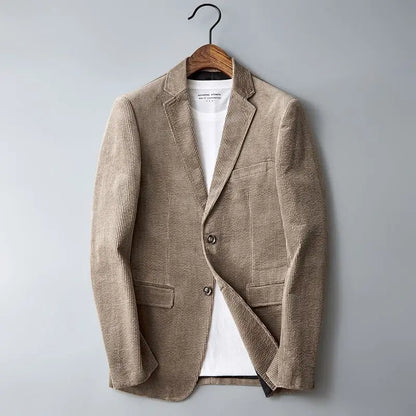 6XL-XS Men High Quality Business Suit Jackets Man Slim Fit Corduroy Notch Lapel Two Buttons Blazers Man Casual Suit One Coat