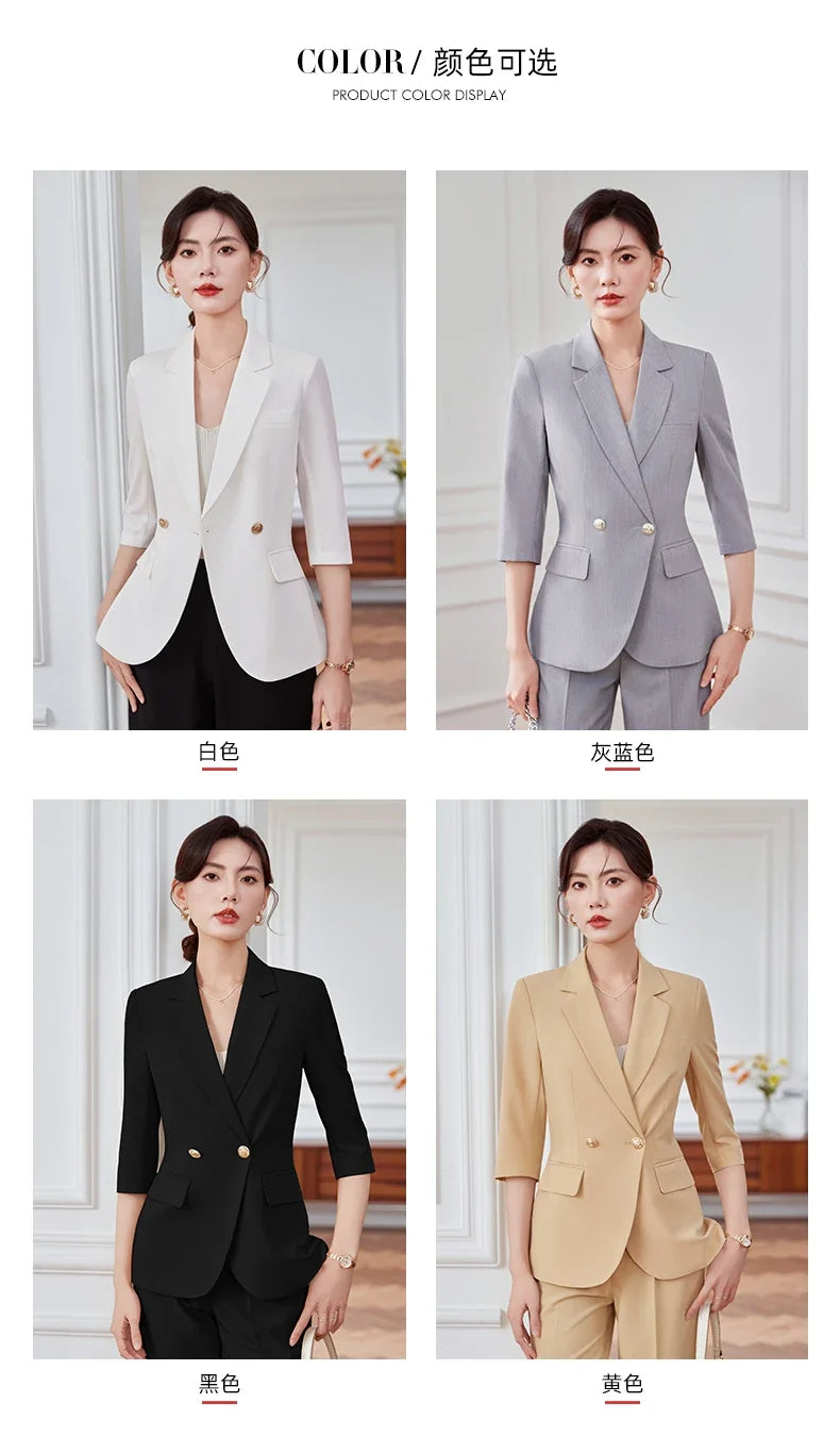 Mid-sleeved fashionable business women's clothing, high-quality two-piece suit jacket + pants, new spring 2026
