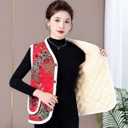 Fashion Thicken Fleece Jacket Women's Vest Open Cardigan Outerwear Loose Autumn Winter New Cotton Waistcoat