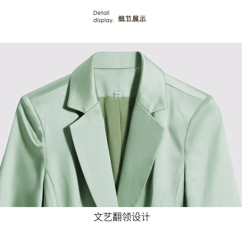 High-end Premium Women's Blazer Pant Two Piece Office Suit 2022 Spring New Elegant Temperament Female Jacket Casual Ninth Pants