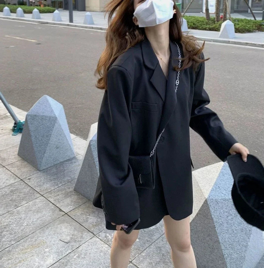 Clothes Coats for Women Black Jacket Blazer Woman Solid Outerwears Loose Korean Style Popular Deals High Quality Fashion 2025