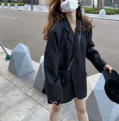 Clothes Coats for Women Black Jacket Blazer Woman Solid Outerwears Loose Korean Style Popular Deals High Quality Fashion 2025