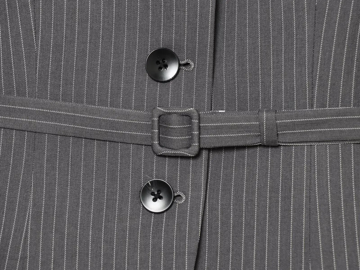 Elegant Women's Striped Blazer With Belt 2026 Spring Autumn Lapel Long Sleeves Single Breasted Slim Trendy Office Lady Suit