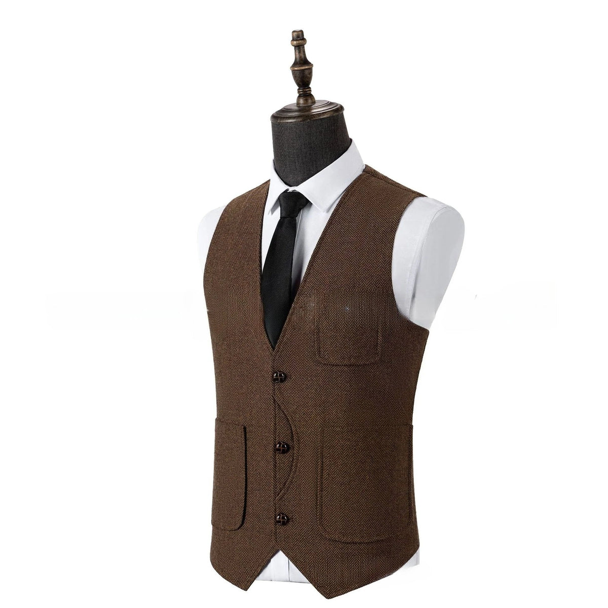 Men's Suit Vest Single Breasted Herringbone Smart Casual Wedding Business Waistcoat