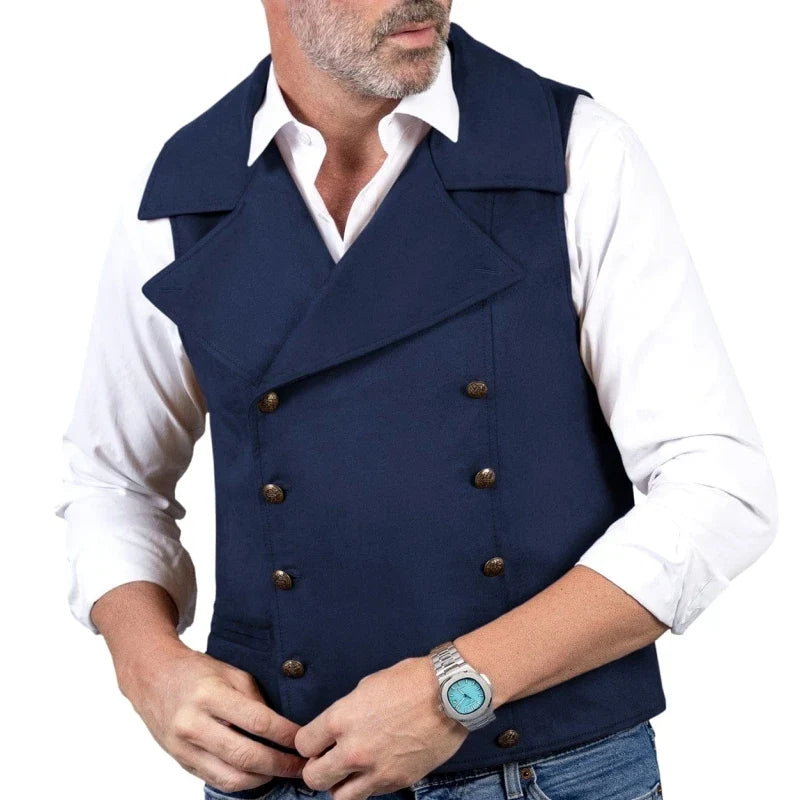 Men's Formal Vest Double Button Frosted Velvet Waistcoat for Weddings and Banquets
