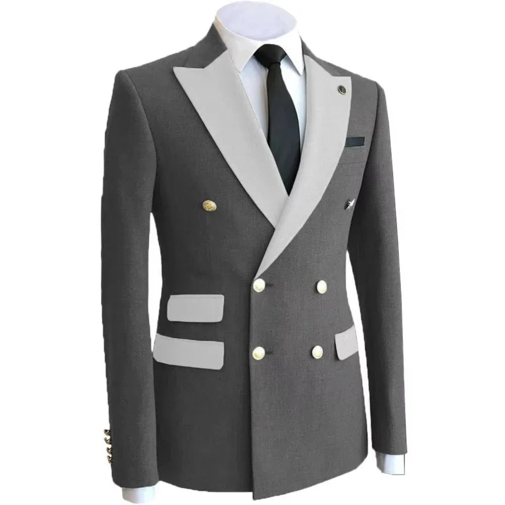 Red Wedding Men's Suits Blazer Tuxedo Jacket Formal Costume Double Breasted Coat Bridegroom Business Groom Wear Homme Party XS-6