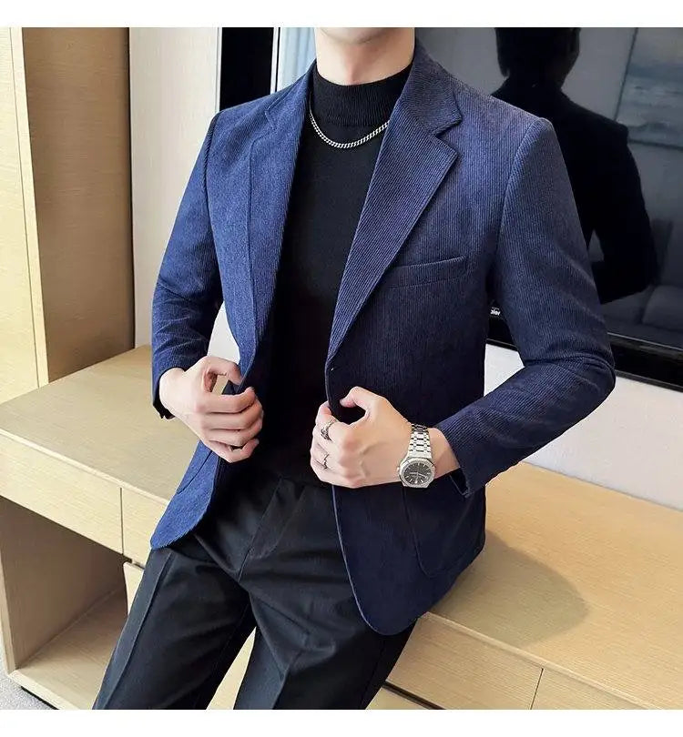 High-end Design, Fashionable, Cool and Trendy Business Casual Banquet New Corduroy Suit Banquet Fine Jacket