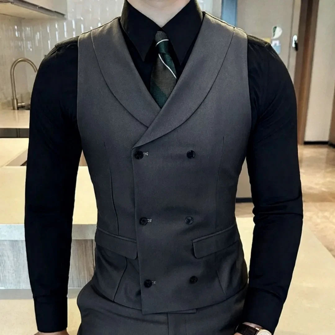 Men's Vest Double Breasted Lapel Waistcoat for Weddings and Formal Occasions