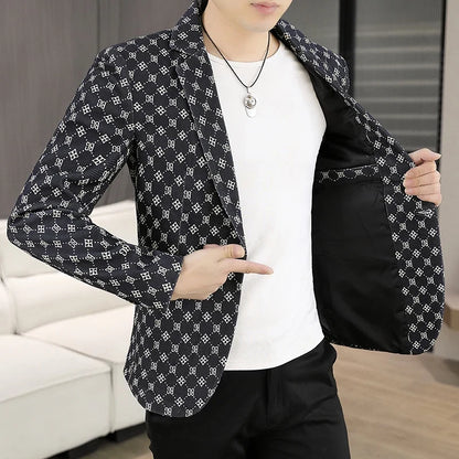 Blazer Men's Fashion Outdoor Travel Gentleman Wedding Slimming Business Versatile Letter Youth Casual Korean Formal Wear Blazer