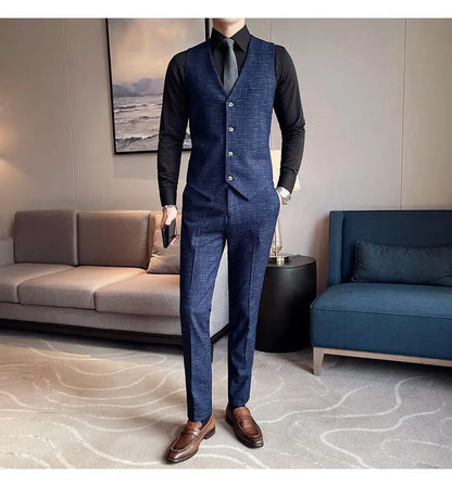 Suit  Men's Fashion Banquet Slimming Striped Dance Singer Trendy Host Casual Wedding Banquet Dress Male Star Performance Suit