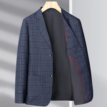 Blazer Men Business Gentleman Wedding Fashionable Checkered Best Gentlemanly Slimming and Casual Middle-aged and Elderly Blazer