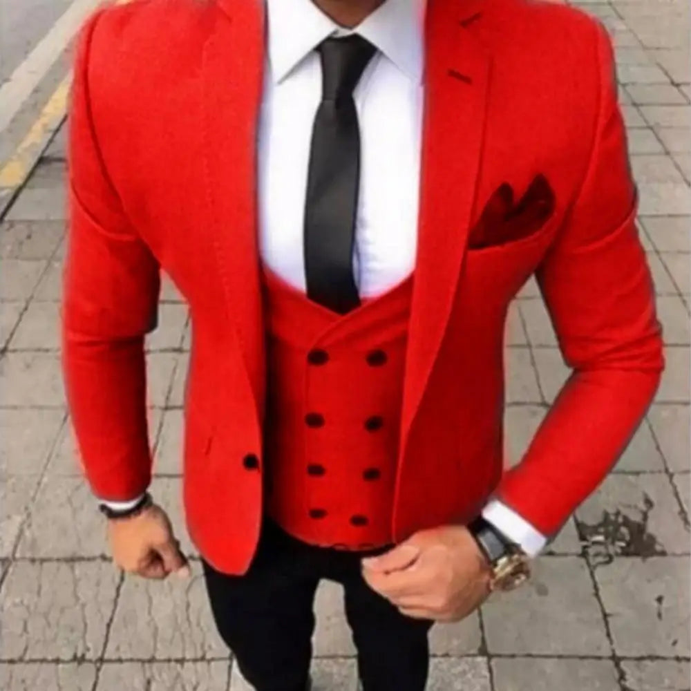 Ensemble de costume 3 pièces coupe ajustée marron pour homme avec blazer, gilet et pantalon - Tenue décontractée pour mariage, bal de promo, affaires, smoking de marié