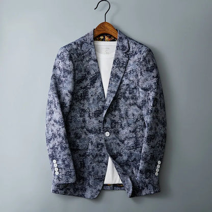 Men's Floral Jacquard Blazer Slim Suit Jacket Male Business Casual Coat Fashion Men Wedding Party Tuxedo Dress Blazers  Fit Tops
