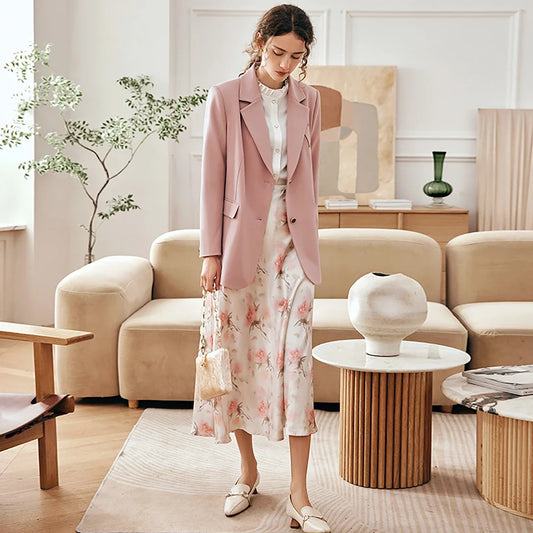 Women's French Elegant Blazers 2026 Autumn Winter Single Breasted Coats Solid Office Lady Sashes Female Tops O23CW69308
