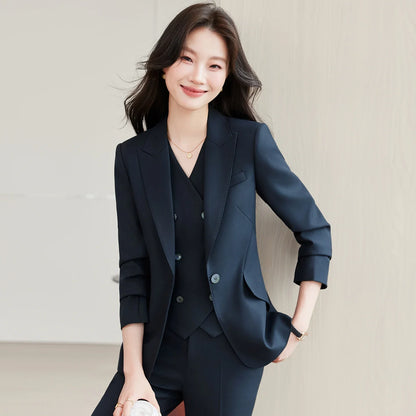 Elegant Ladies Business Chic Blazer Pants Suits Women Autumn Winter Plus Size Work Wear Outfit Jacket and Trousers Sets