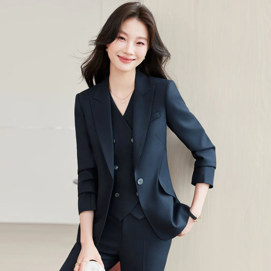 Elegant Ladies Business Chic Blazer Pants Suits Women Autumn Winter Plus Size Work Wear Outfit Jacket and Trousers Sets