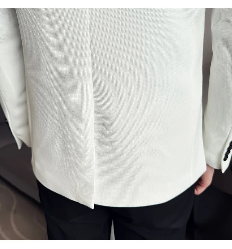 Waffle New Chinese Stand-Up Collar Suit Coats Men Slim Fit Business Casual Fashion Suits Jacket Formal Social Prom Party Tuxedos