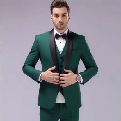 Costume 3 pièces de smoking multi-couleurs pour homme, revers châle noir, coupe ajustée, tenue formelle pour mariage, bal de promo et banquet
