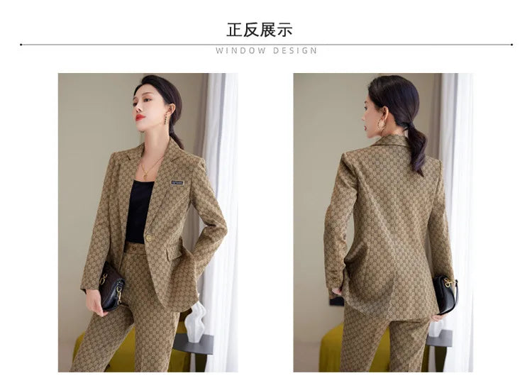 High Quality Fabric Women Business Suits With Pants and Blazer Coat Professional Autumn Winter Office Ladies Pantsuits Blazers