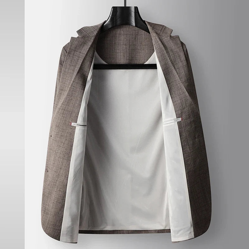 Men's Casual Blazer Single Breasted Spring Autumn Versatile Suit Jacket Grey Coffee